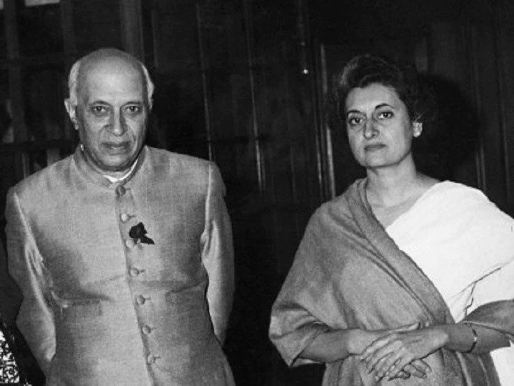 Indira Gandhi with her father Pandit Jawaharlal Nehru in New Delhi on 25th February 1961